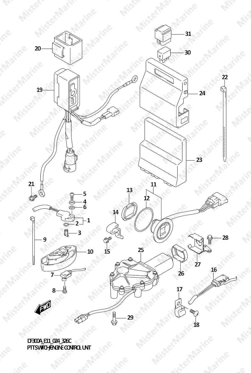 FIG.326C (1-E-3) PTT SWITCH/ENGINE CONTROL UNIT (DF250A)