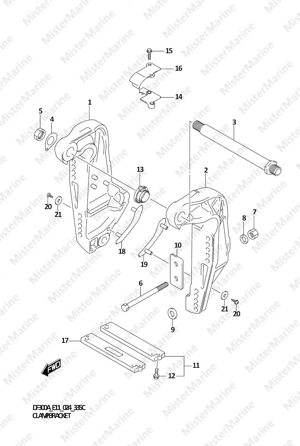 FIG.335C (1-E-6) CLAMP BRACKET (L-TRANSOM)