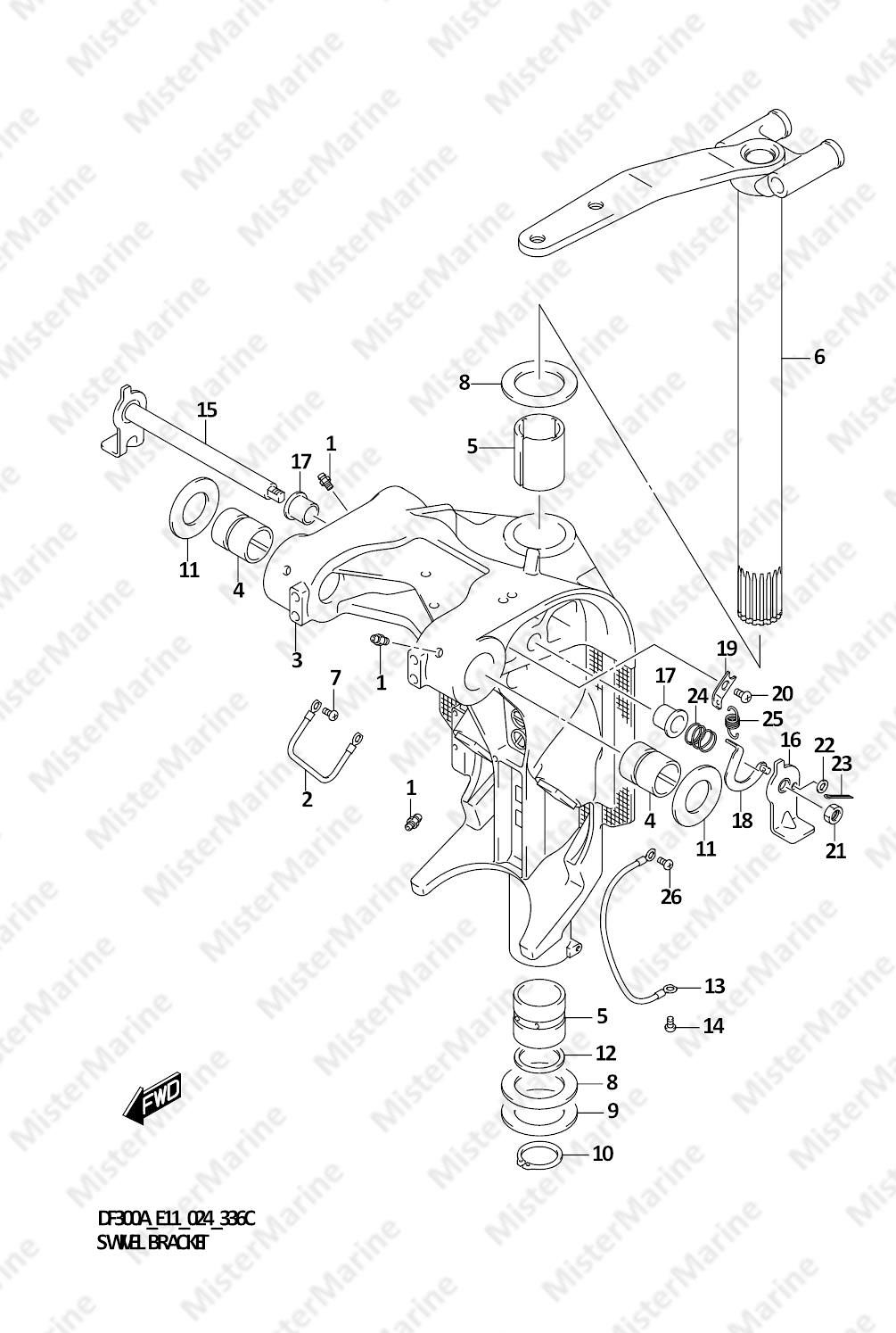 FIG.336C (1-E-8) SWIVEL BRACKET (L-TRANSOM)