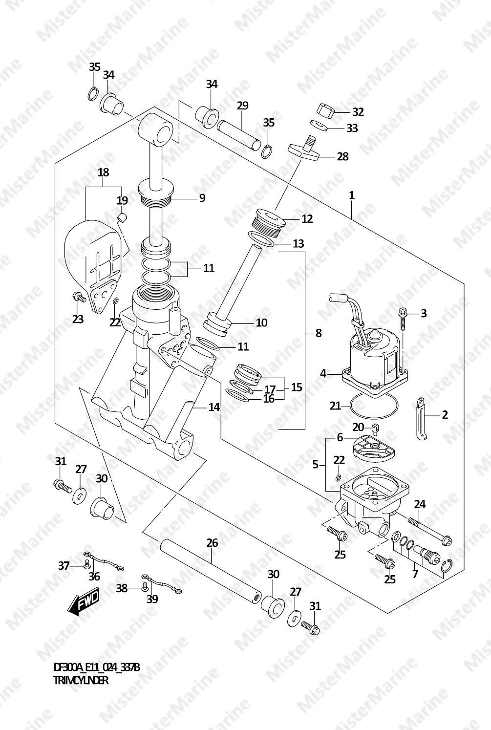 FIG.337B (1-E-11) TRIM CYLINDER (L-TRANSOM)