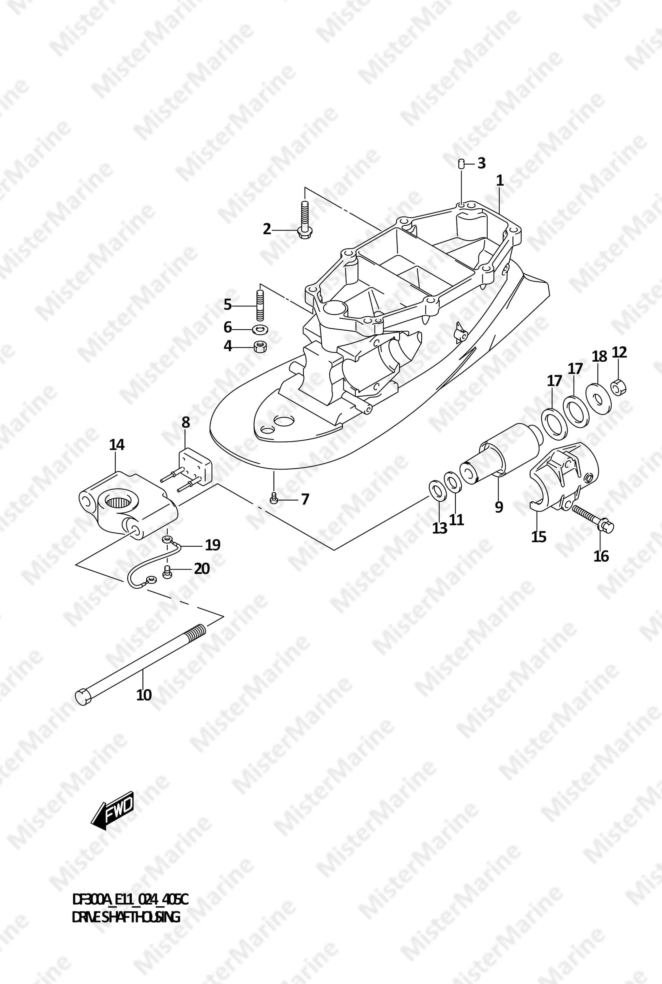 FIG.405C (1-F-6) DRIVE SHAFT HOUSING (L-TRANSOM)