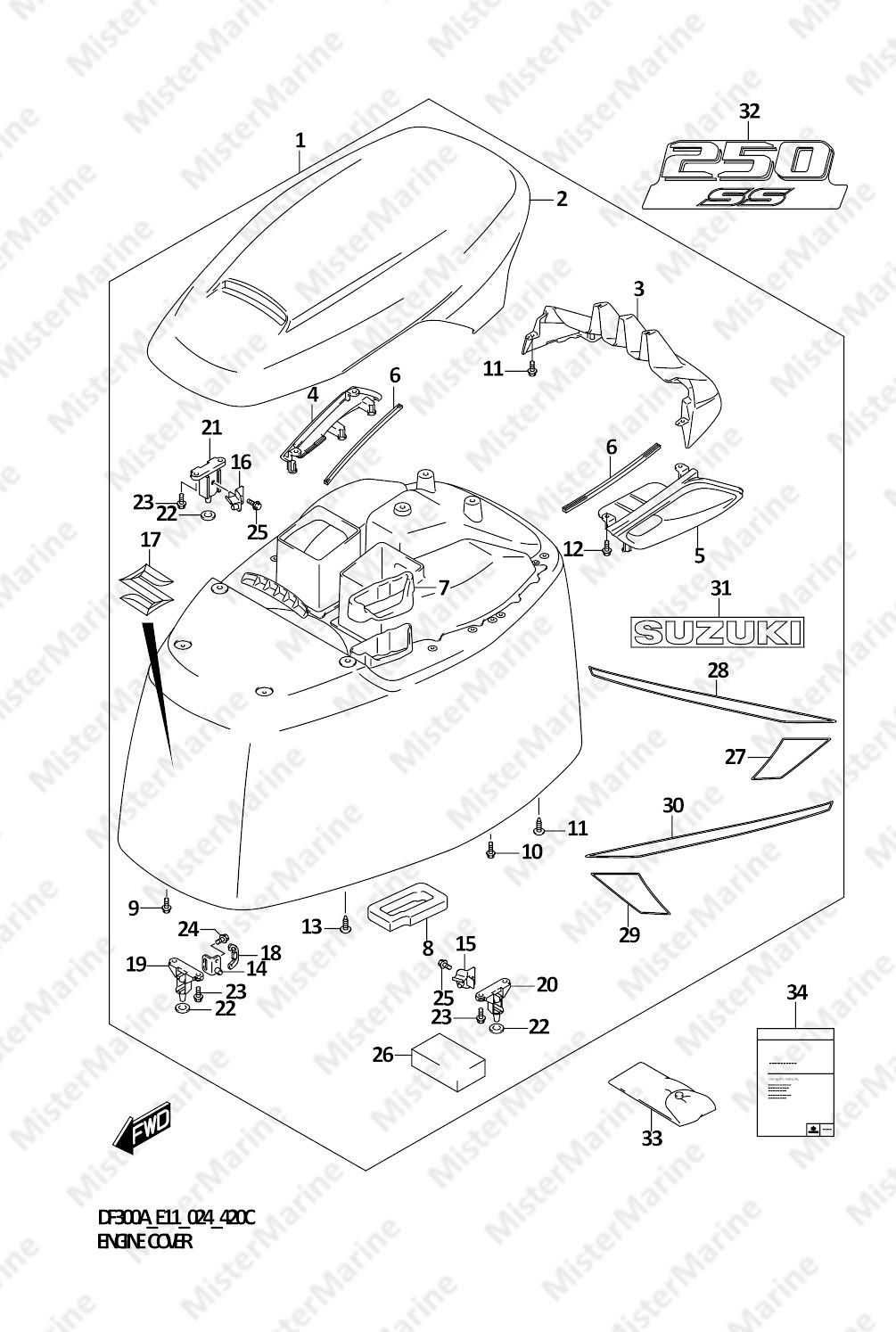 FIG.420C (1-F-15) ENGINE COVER (DF250ATSS)