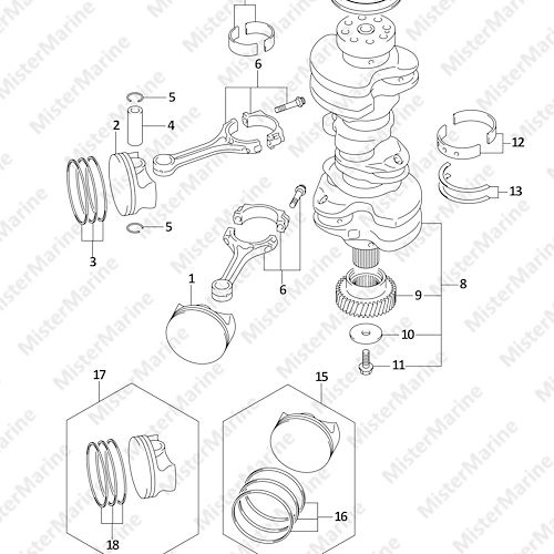 FIG.116C (1-B-8) CRANKSHAFT (DF325A,DF300B,DF300BMD)
