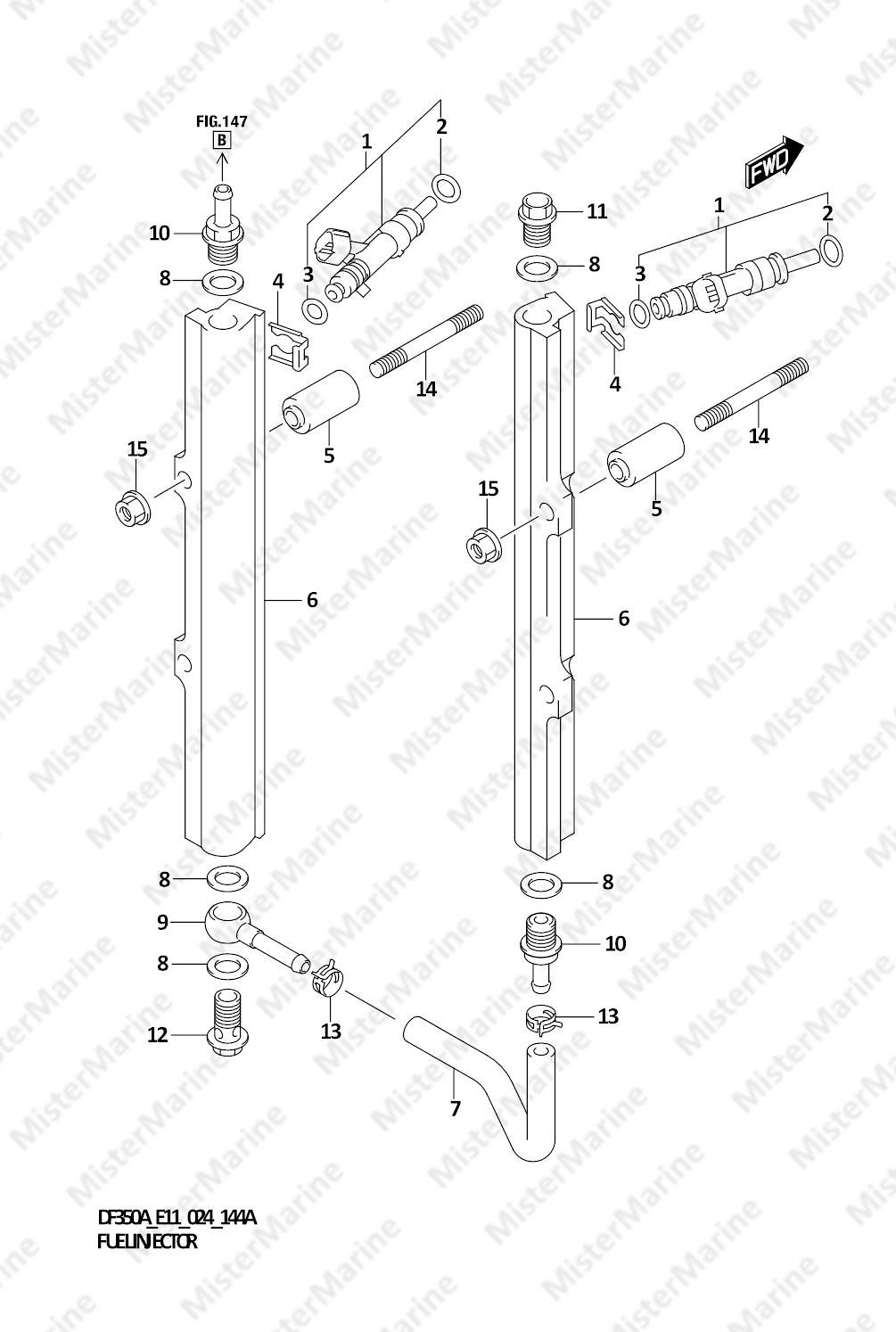 FIG.144A (1-C-3) FUEL INJECTOR (E01,E11)