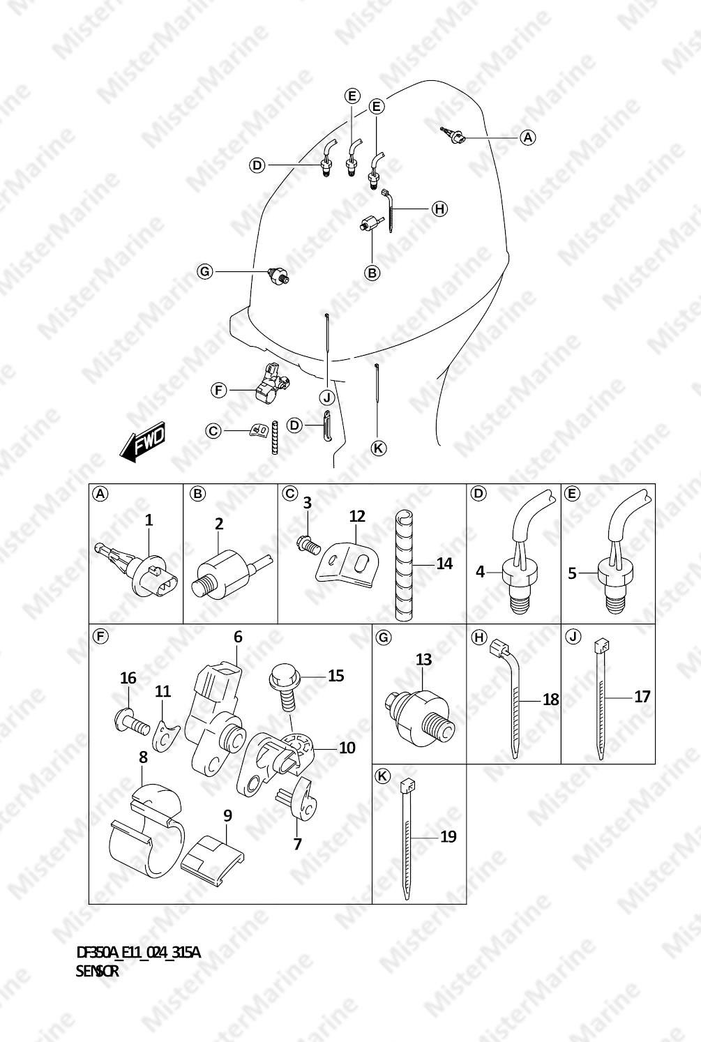 FIG.315A (1-D-11) SENSOR (DF350AMD,DF300BMD)