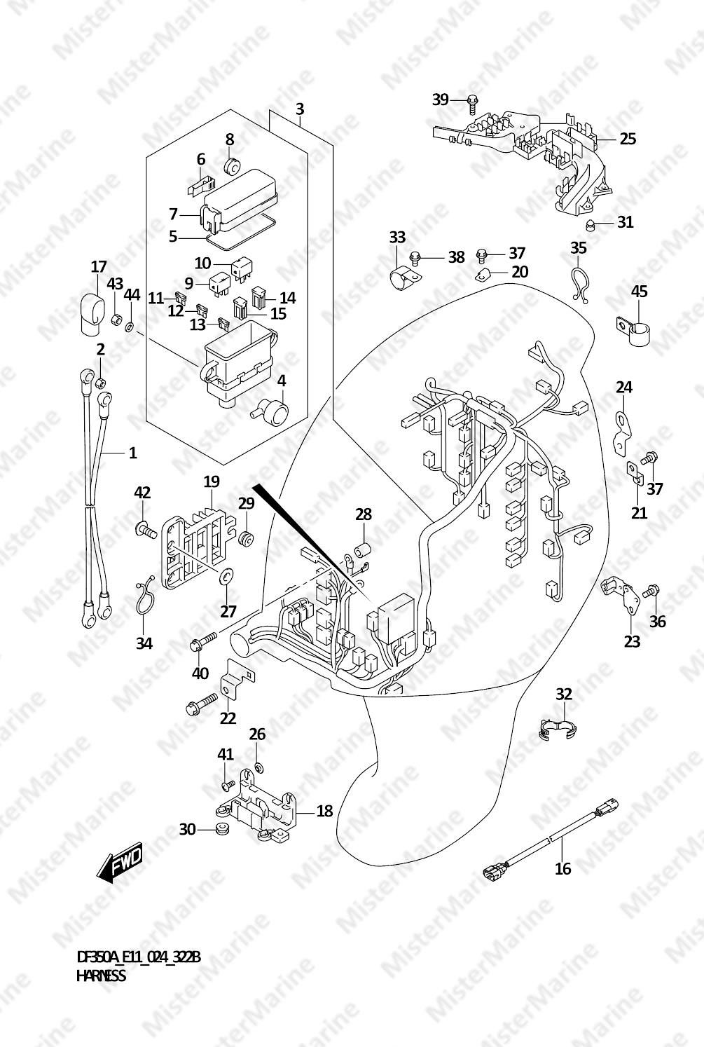 FIG.322B (1-D-13) HARNESS (DF350AMD,DF300BMD)