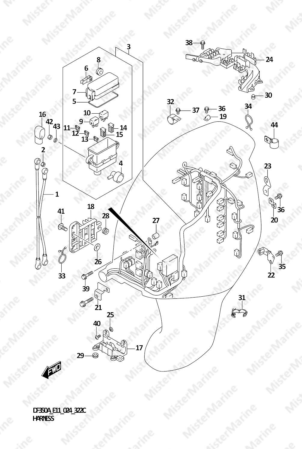 FIG.322C (1-D-15) HARNESS (DF350A,DF325A,DF300B)