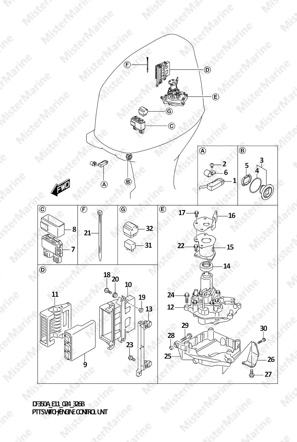 FIG.326B (1-E-2) PTT SWITCH/ENGINE CONTROL UNIT