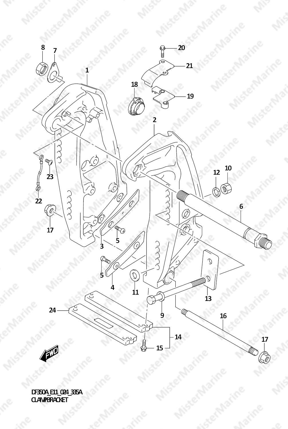FIG.335A (1-E-5) CLAMP BRACKET (DF350A,DF325A,DF300B)