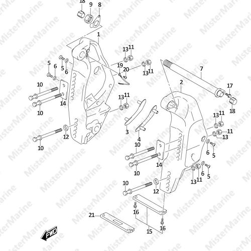 FIG.335C (1-E-6) CLAMP BRACKET (DF350AMD,DF300BMD)