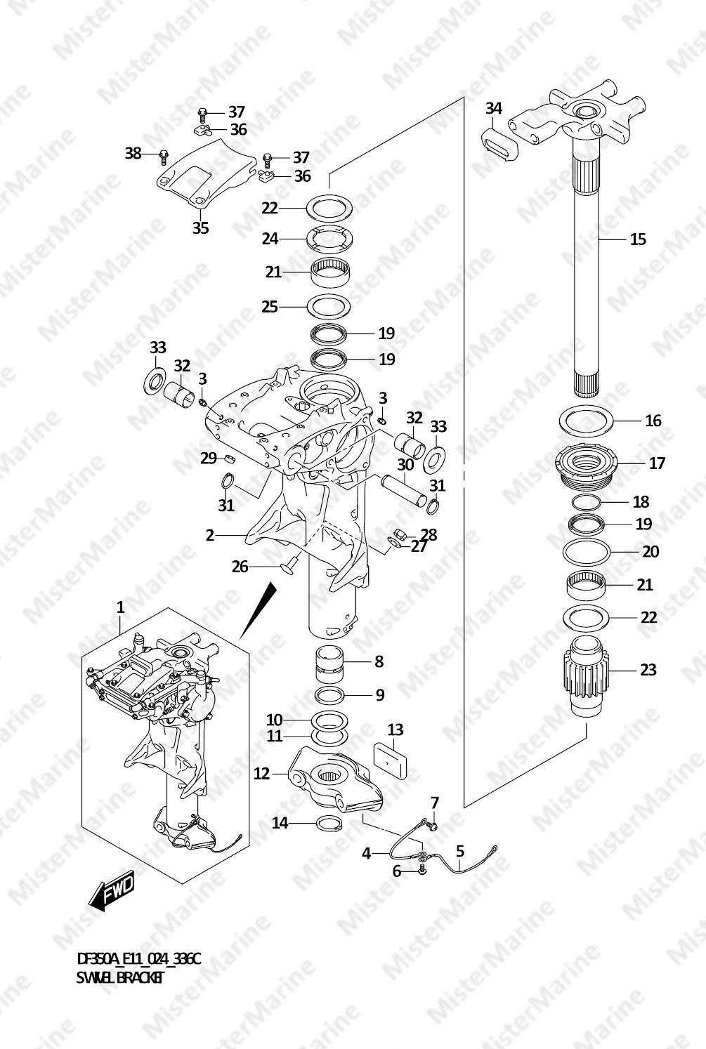 FIG.336C (1-E-8) SWIVEL BRACKET (DF350AMD,DF300BMD)