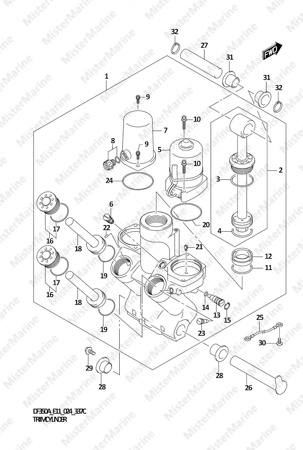 FIG.337C (1-E-12) TRIM CYLINDER (DF350AMD,DF300BMD)