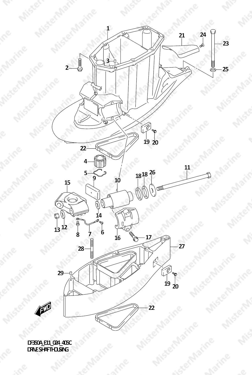 FIG.405C (1-F-5) DRIVE SHAFT HOUSING ((DF350A,DF325A,DF300B):XX-TRANSOM)