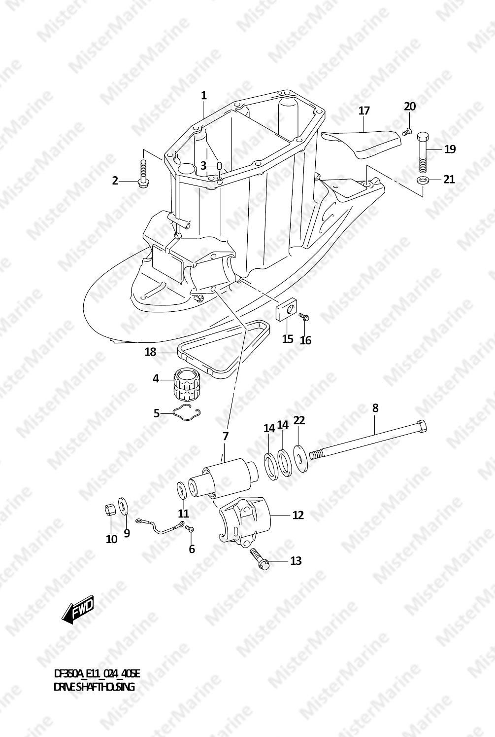 FIG.405E (1-F-7) DRIVE SHAFT HOUSING ((DF350AMD,DF300BMD):L-TRANSOM)