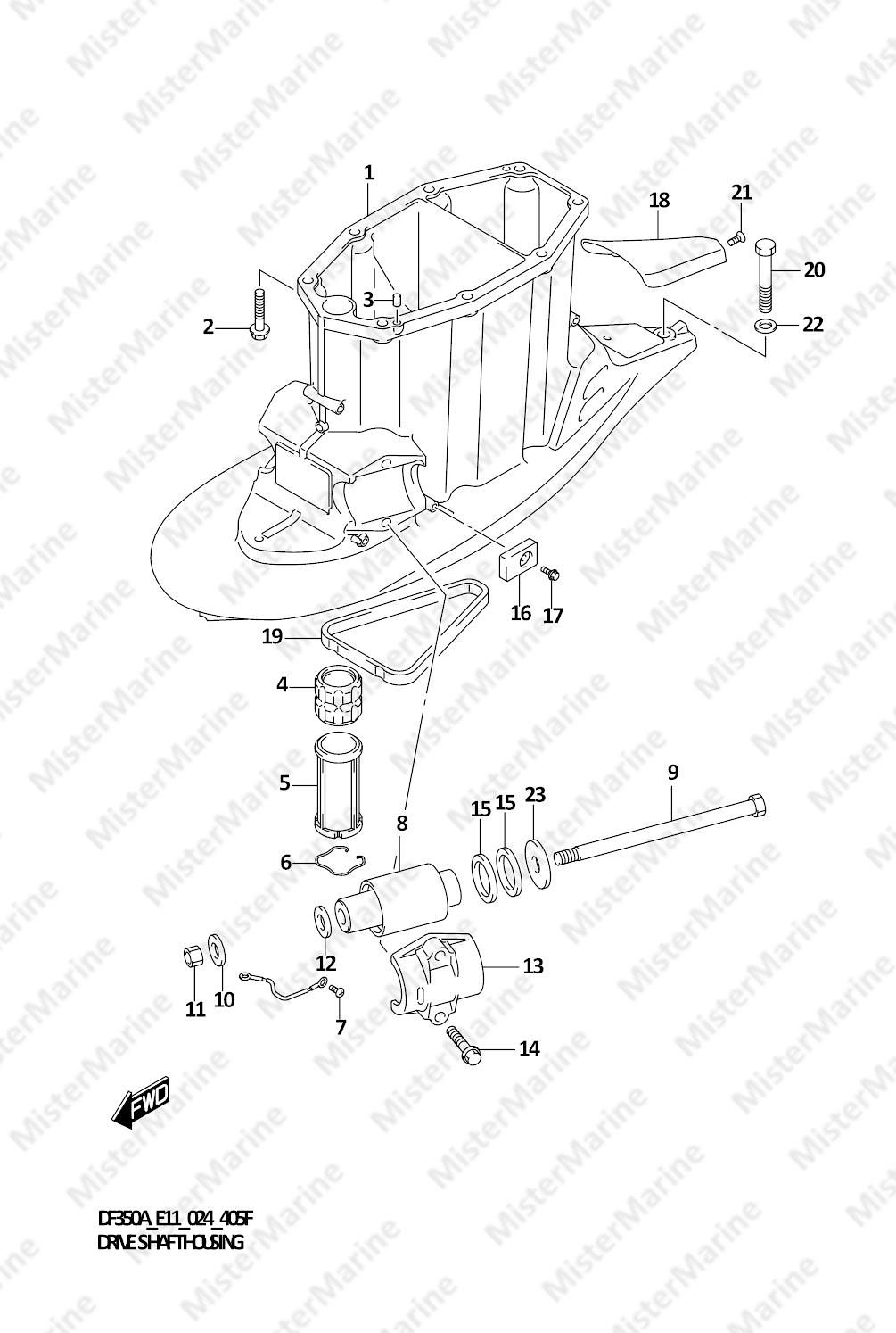FIG.405F (1-F-8) DRIVE SHAFT HOUSING ((DF350AMD,DF300BMD):X-TRANSOM)