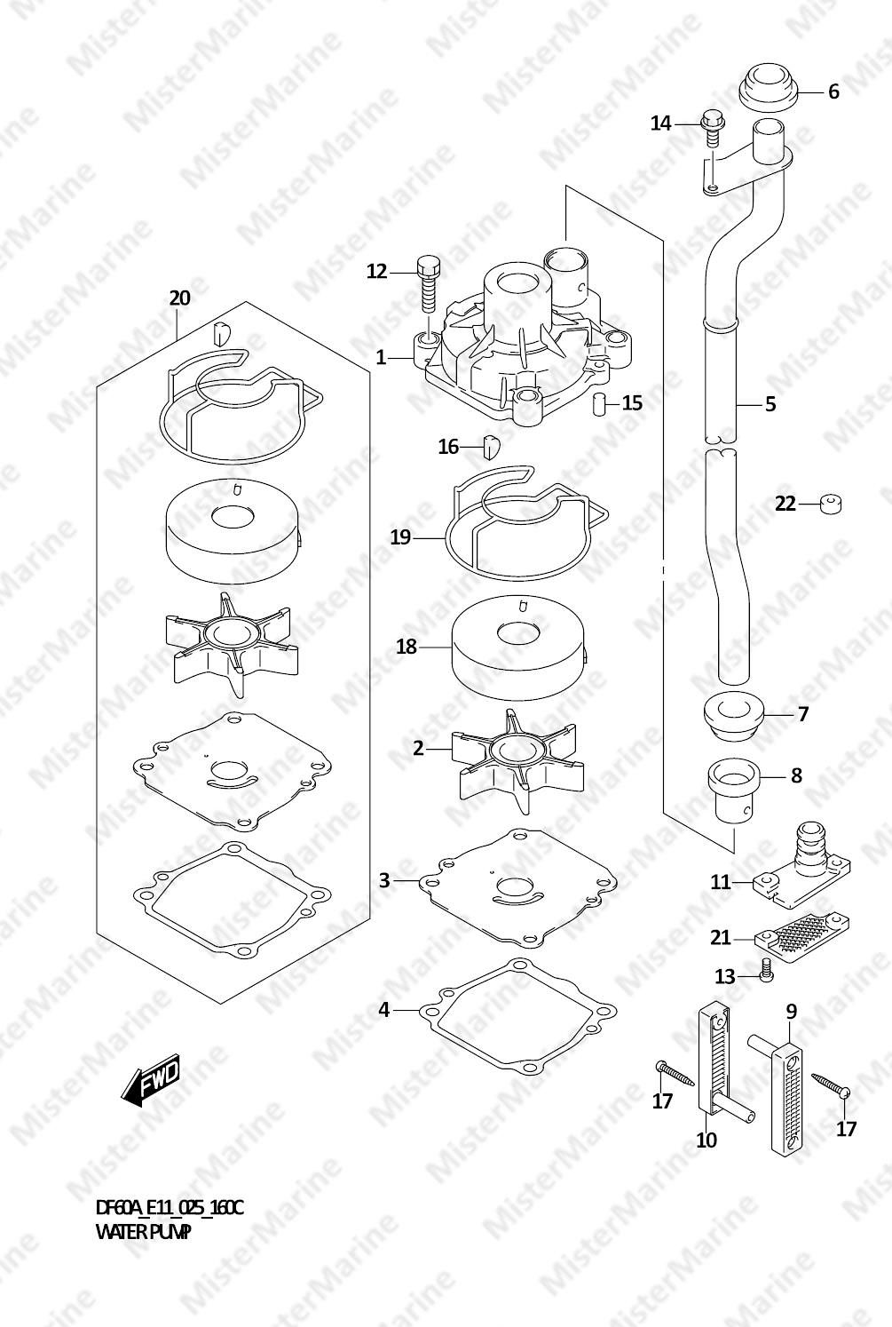 FIG.160C (1-C-6) WATER PUMP (DF40ARI)
