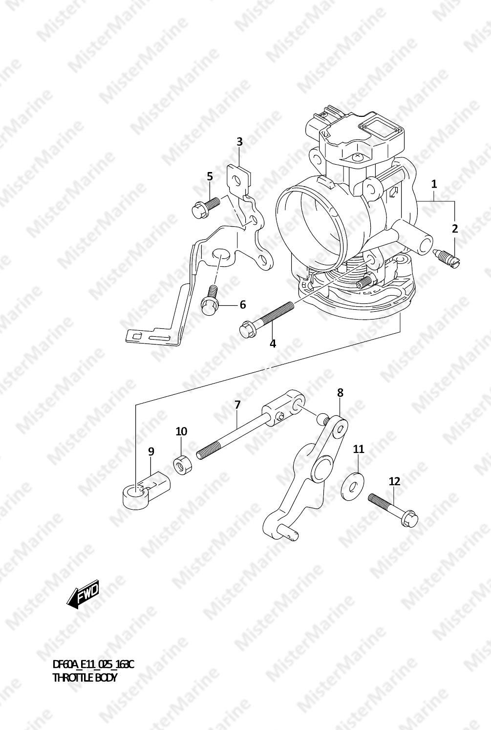 FIG.163C (1-C-11) THROTTLE BODY (DF40 ARI)