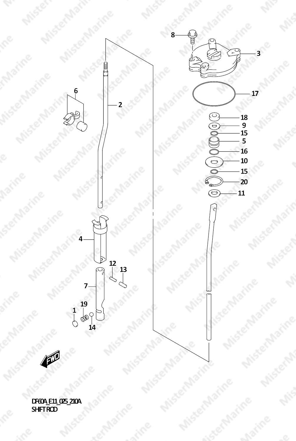 FIG.210A (1-D-5) SHIFT ROD (DF40 ARI)