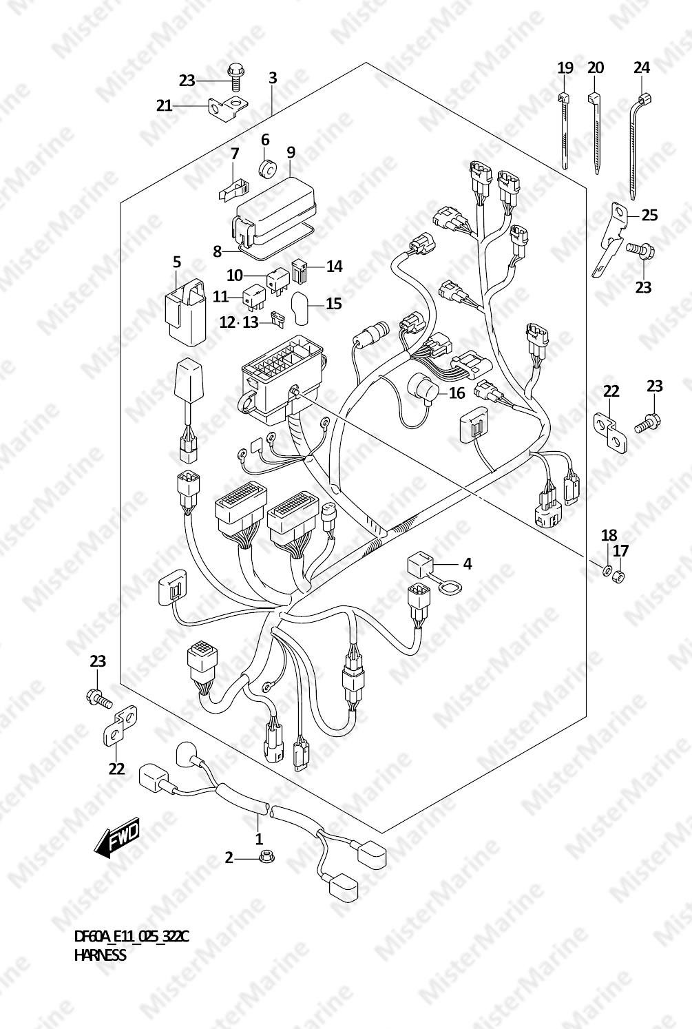 FIG.322C (1-E-10) HARNESS (DF40A,DF40ATH,DF50A,DF50ATH)