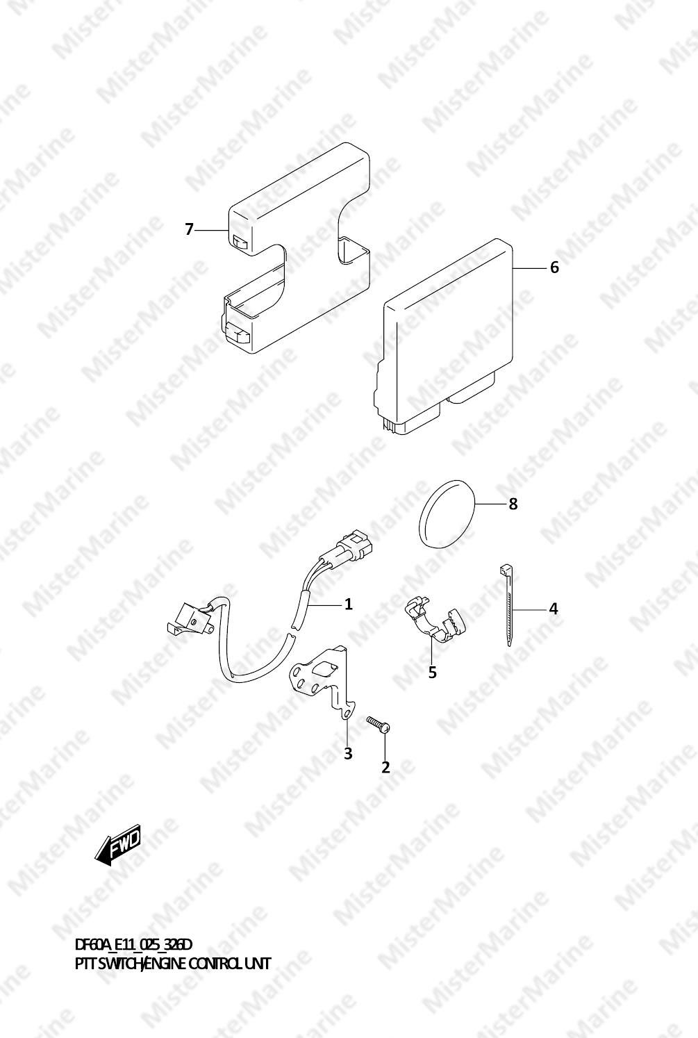 FIG.326D (1-F-3) PTT SWITCH/ENGINE CONTROL UNIT (DF60AQH)