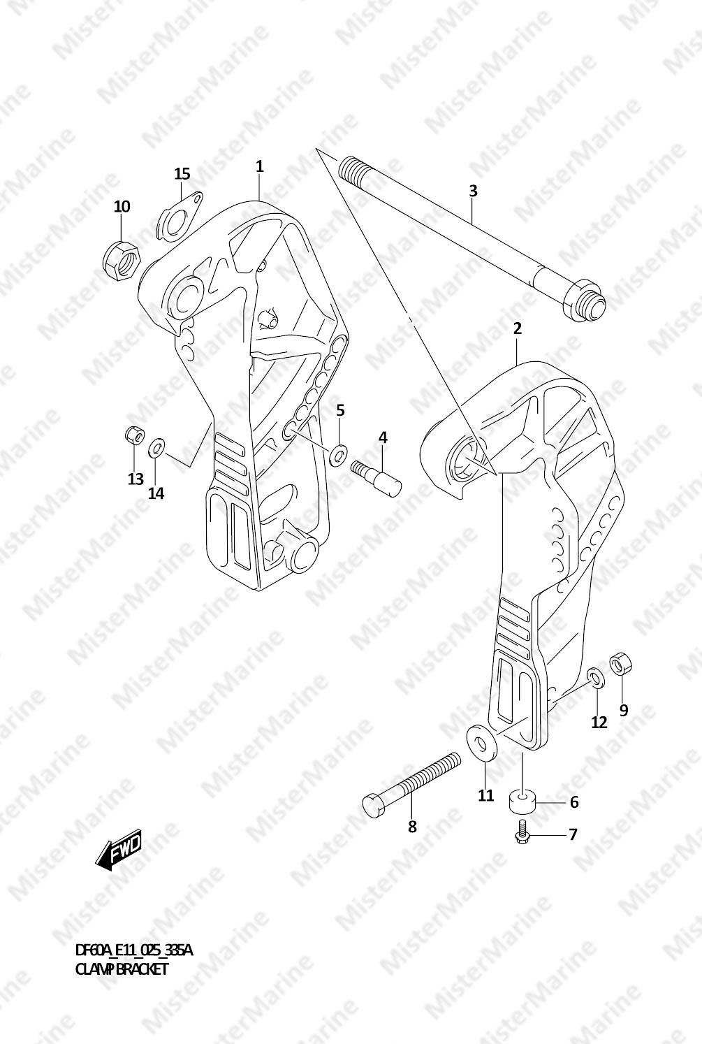 FIG.335A (1-F-4) CLAMP BRACKET (DF40A,DF40ATH,DF50A,DF50ATH)