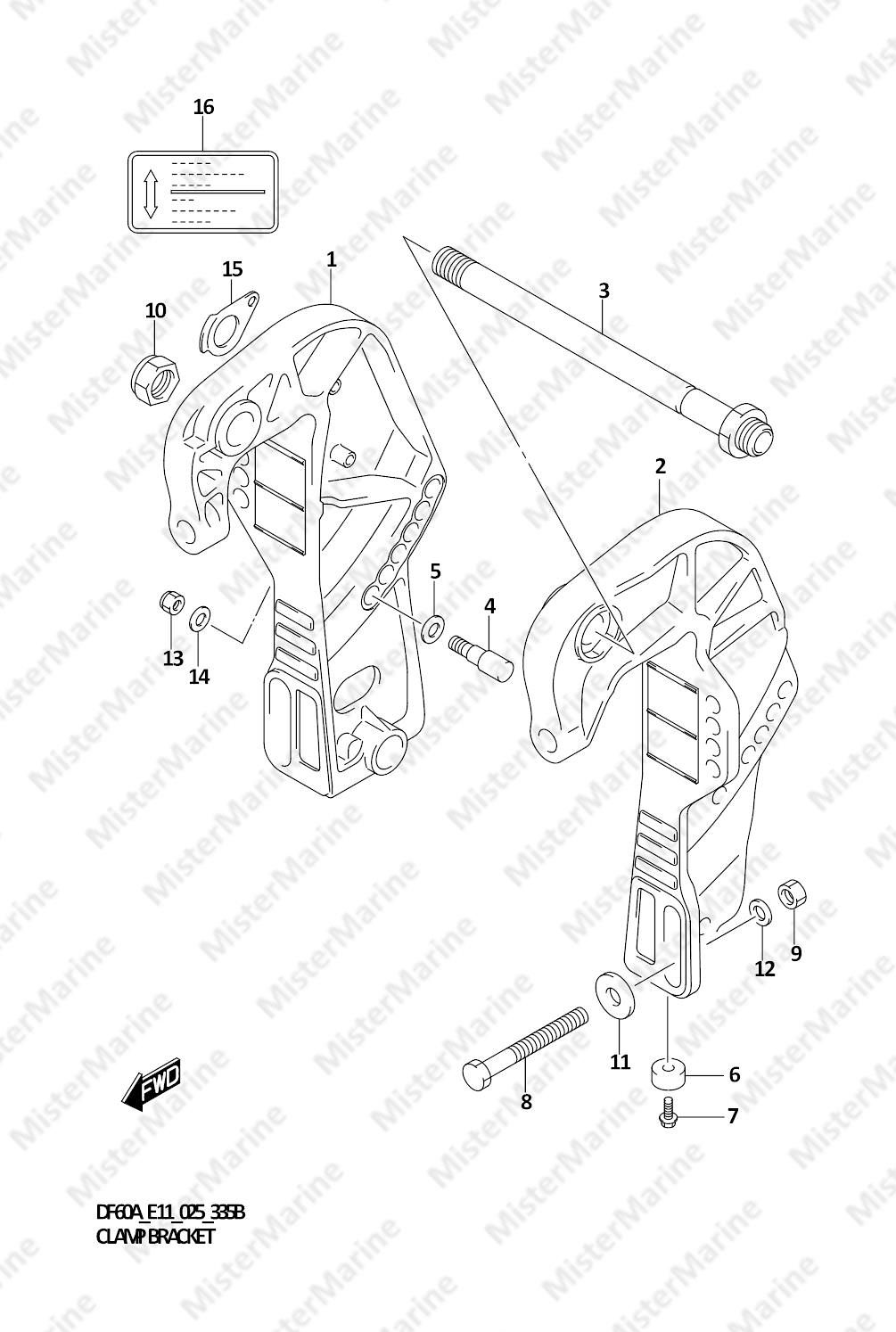 FIG.335B (1-F-5) CLAMP BRACKET (DF40AQH)