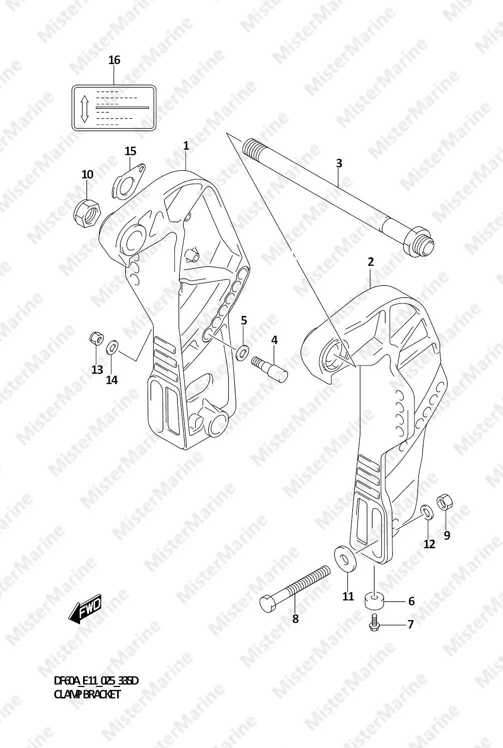 FIG.335D (1-F-7) CLAMP BRACKET (DF60AQH)