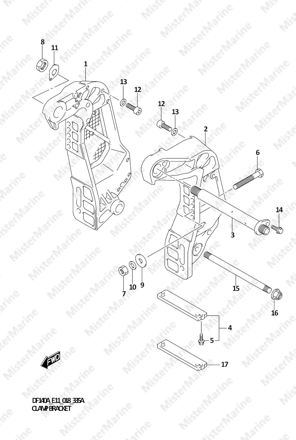 FIG.335A (1-E-14) CLAMP BRACKET (DF100AT DF115AT)