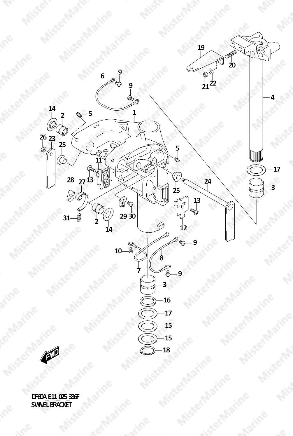 FIG.336F (1-G-5) SWIVEL BRACKET (DF40ASVT)