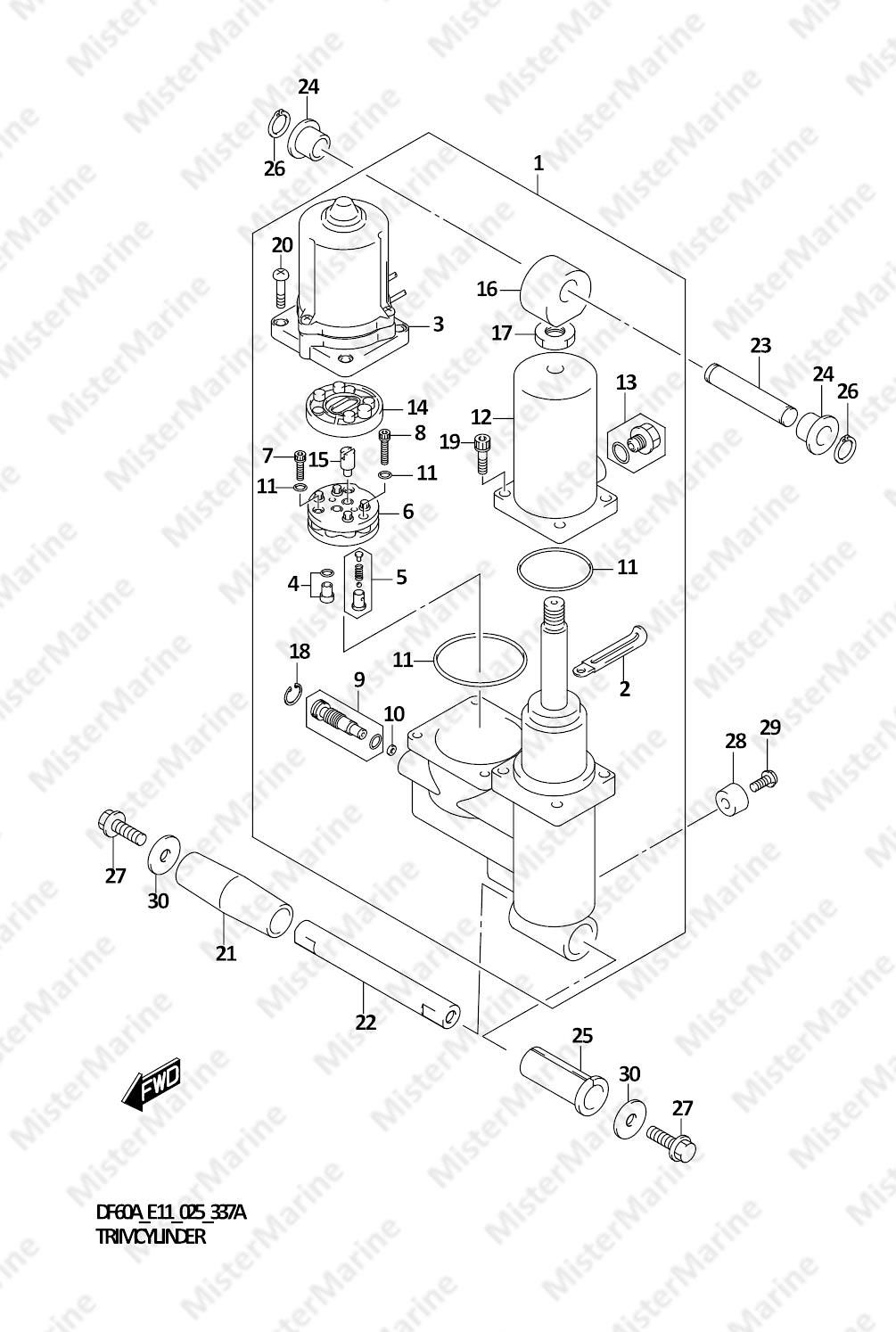 FIG.337A (1-G-11) TRIM CYLINDER (DF40A,DF40ATH,DF50A,DF50ATH)