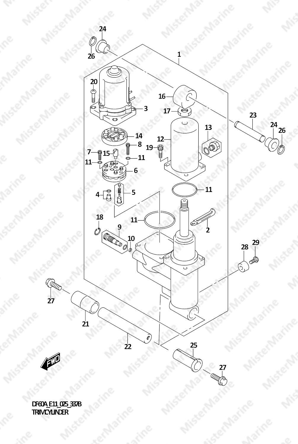 FIG.337B (1-G-12) TRIM CYLINDER (DF40AST,DF60A,DF60ATH)