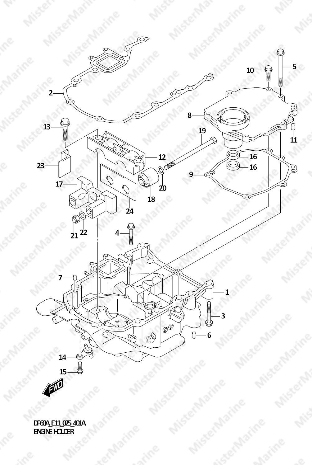 FIG.401A (1-H-3) ENGINE HOLDER (DF40A,DF40AST,DF50A,DF60A)