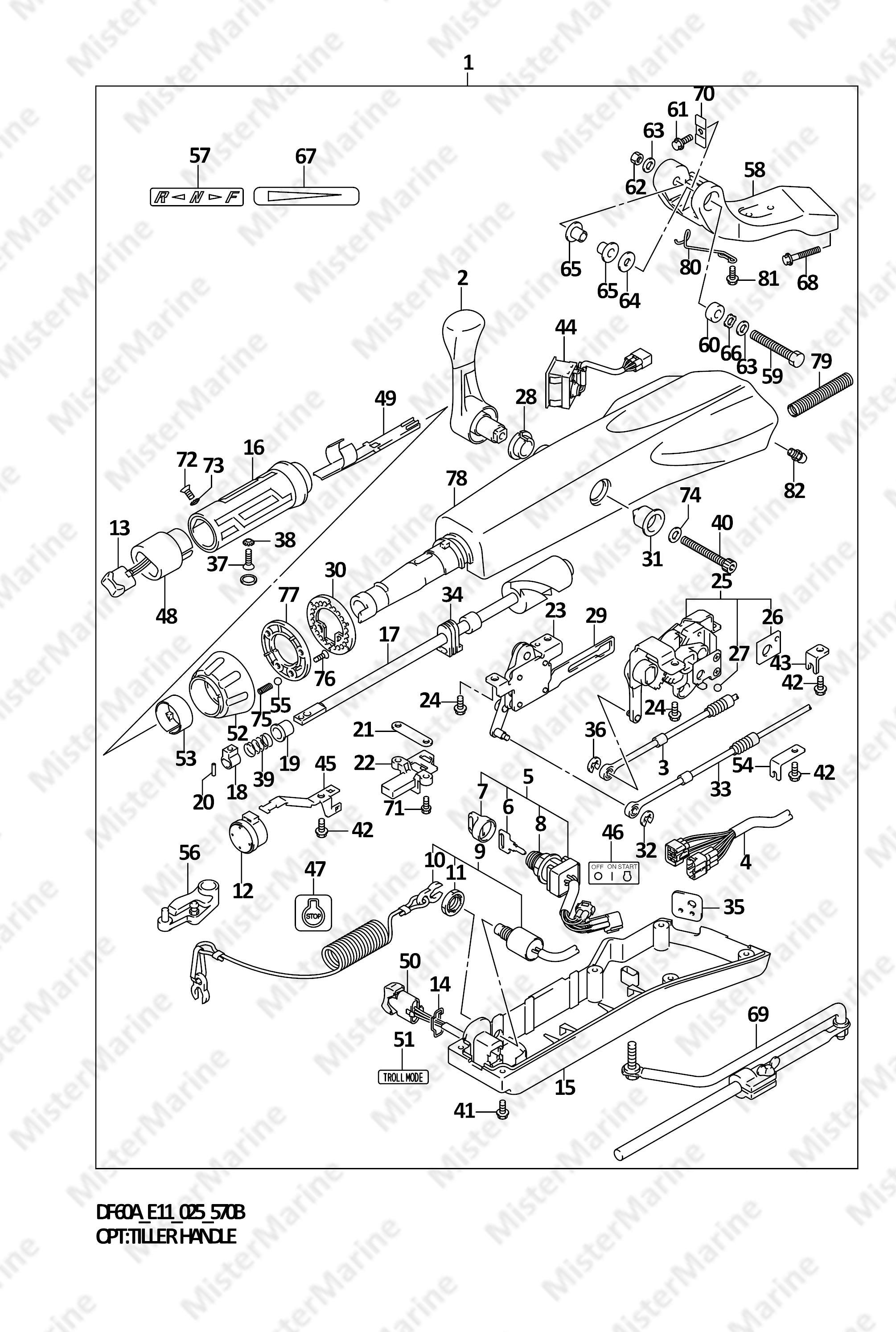 FIG.570B (2-C-5) OPT:TILLER HANDLE (SEE NOTE)