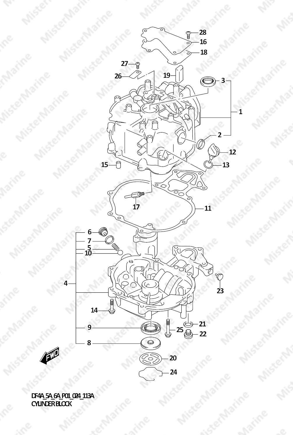 FIG.113A (1-B-3) CYLINDER BLOCK