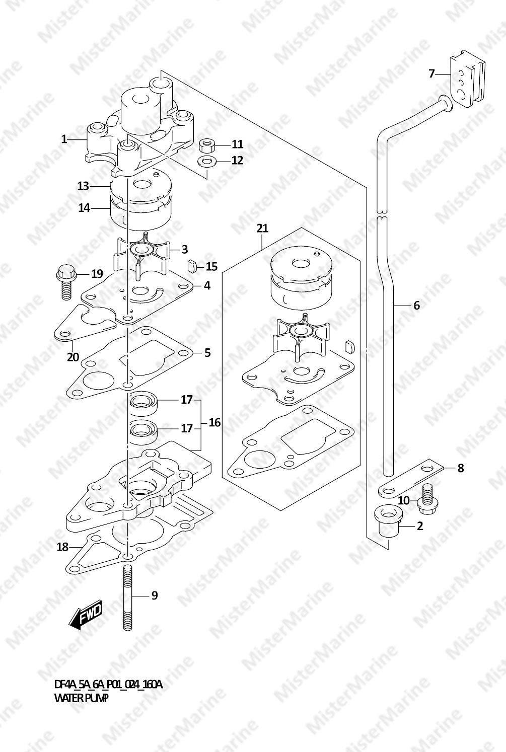 FIG.160A (1-B-11) WATER PUMP
