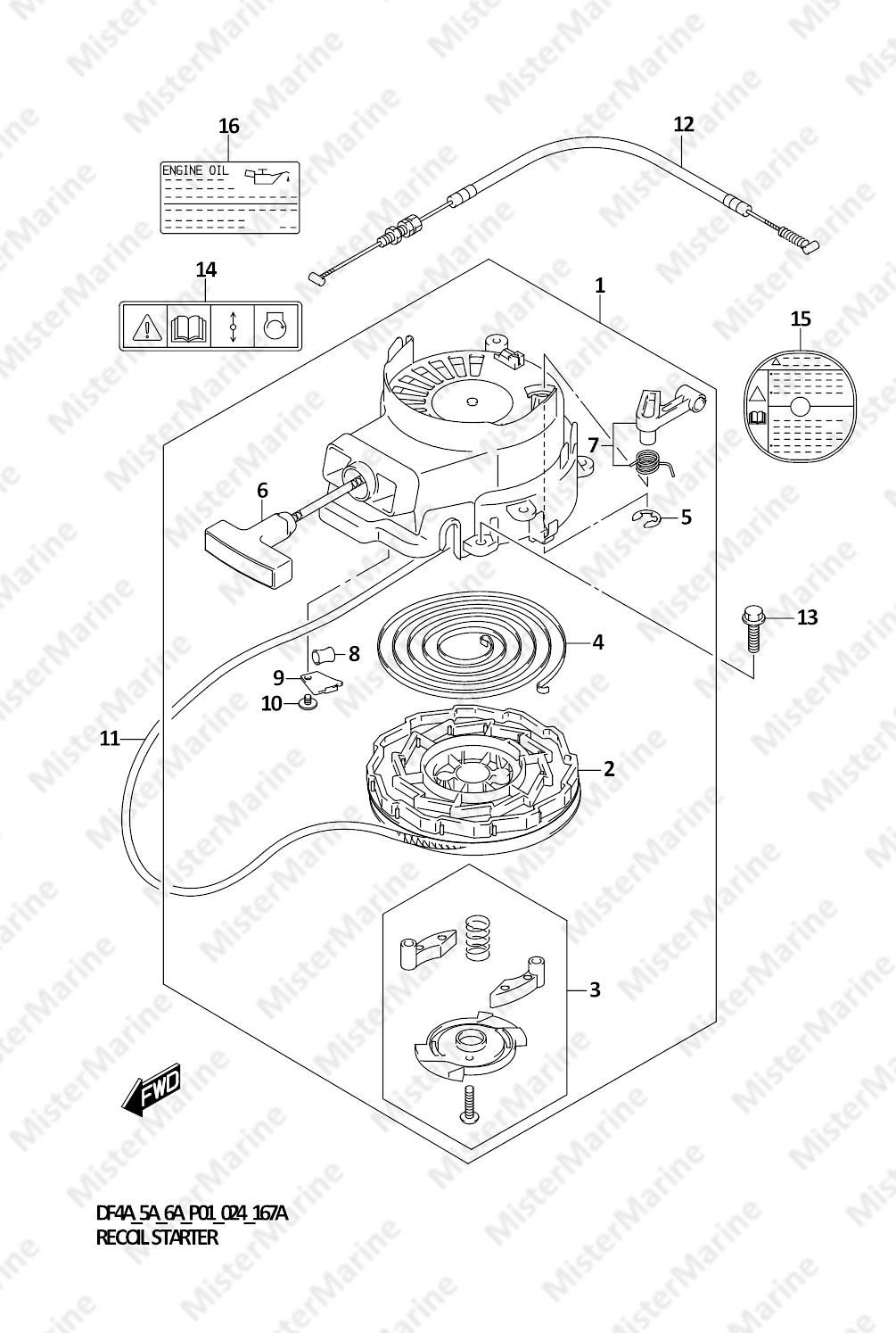 FIG.167A (1-B-12) RECOIL STARTER