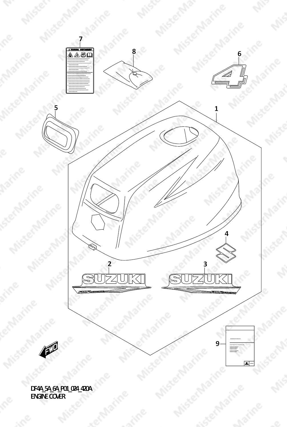 FIG.420A (1-C-13) ENGINE COVER (DF4A)