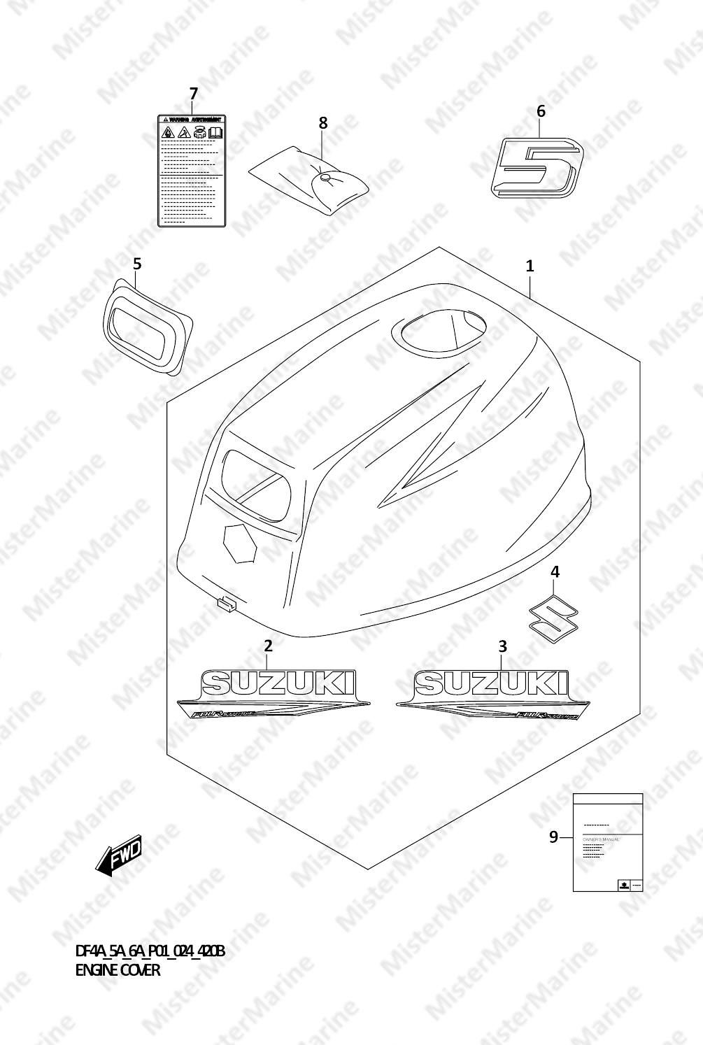 FIG.420B (1-C-14) ENGINE COVER (DF5A)