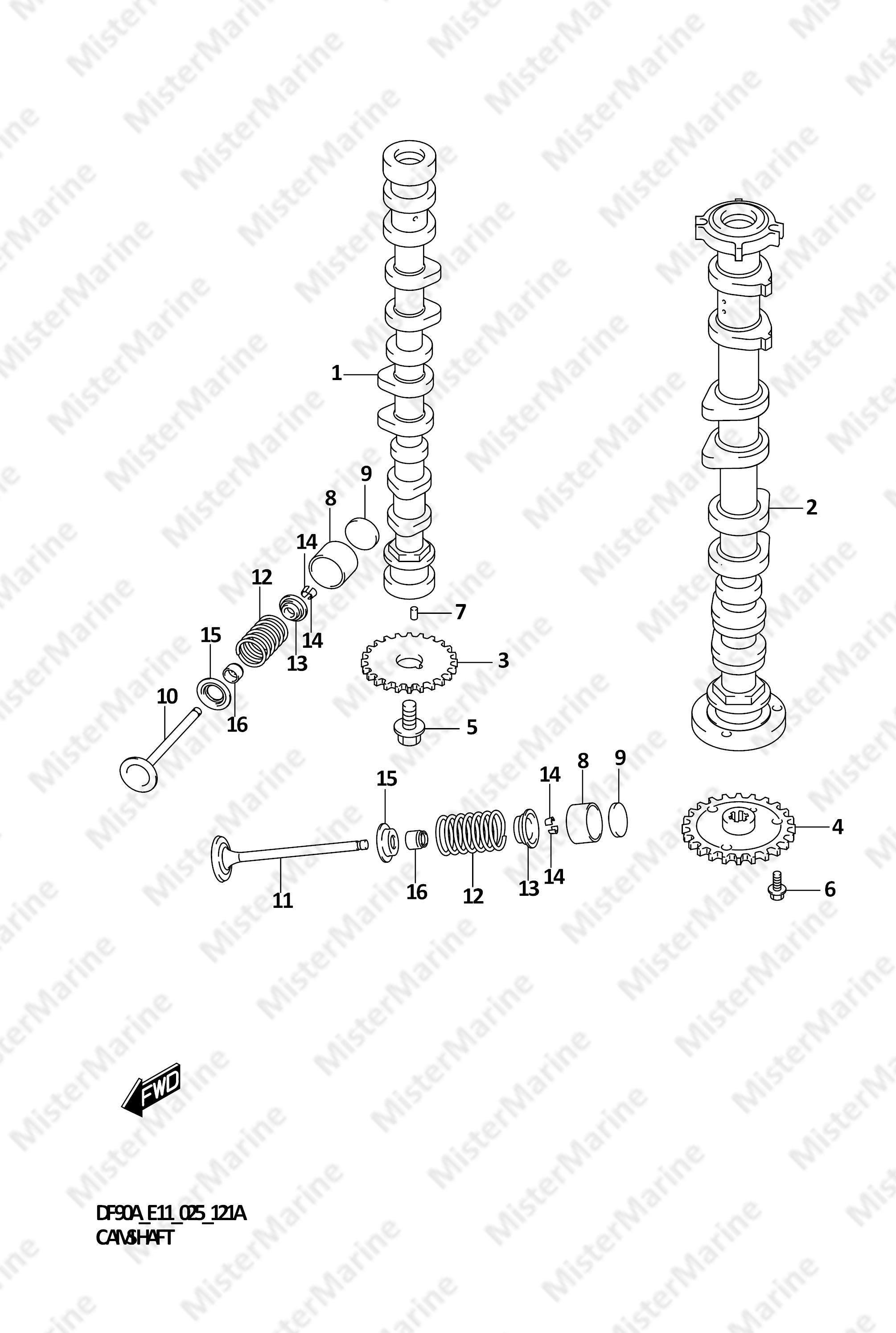 FIG.121A (1-B-6) CAMSHAFT (DF70A,DF70ATH)