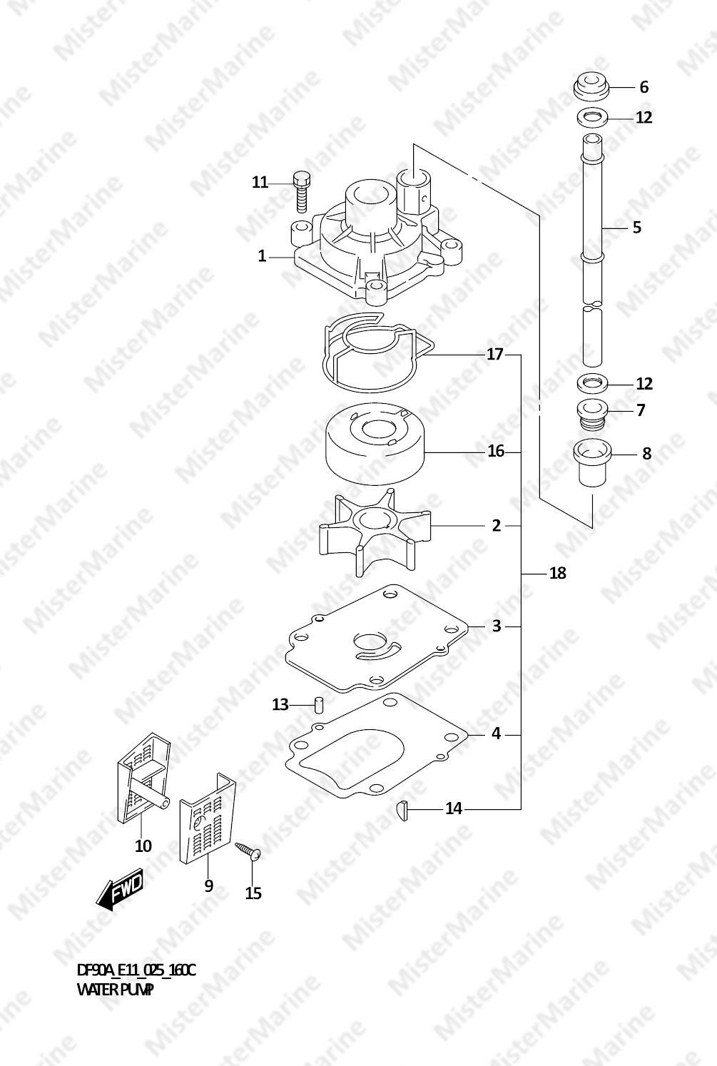 FIG.160C (1-C-10) WATER PUMP (SEE NOTE)