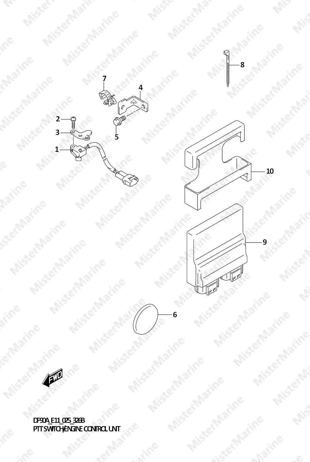 FIG.326B (1-F-2) PTT SWITCH/ENGINE CONTROL UNIT (DF90AWQH)