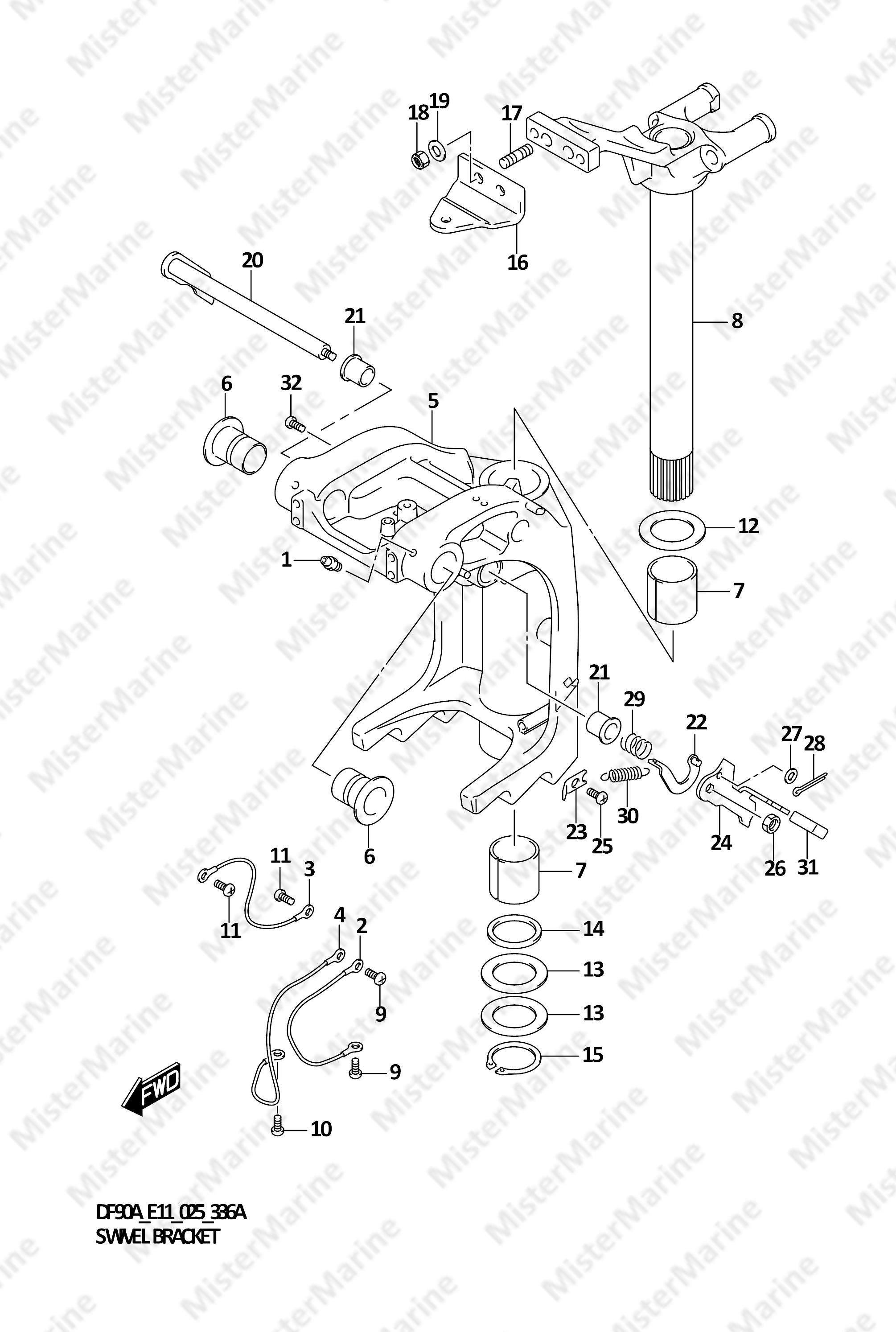 FIG.336A (1-F-5) SWIVEL BRACKET (DF70A,DF80A,DF90A,DF100B,DF75A)
