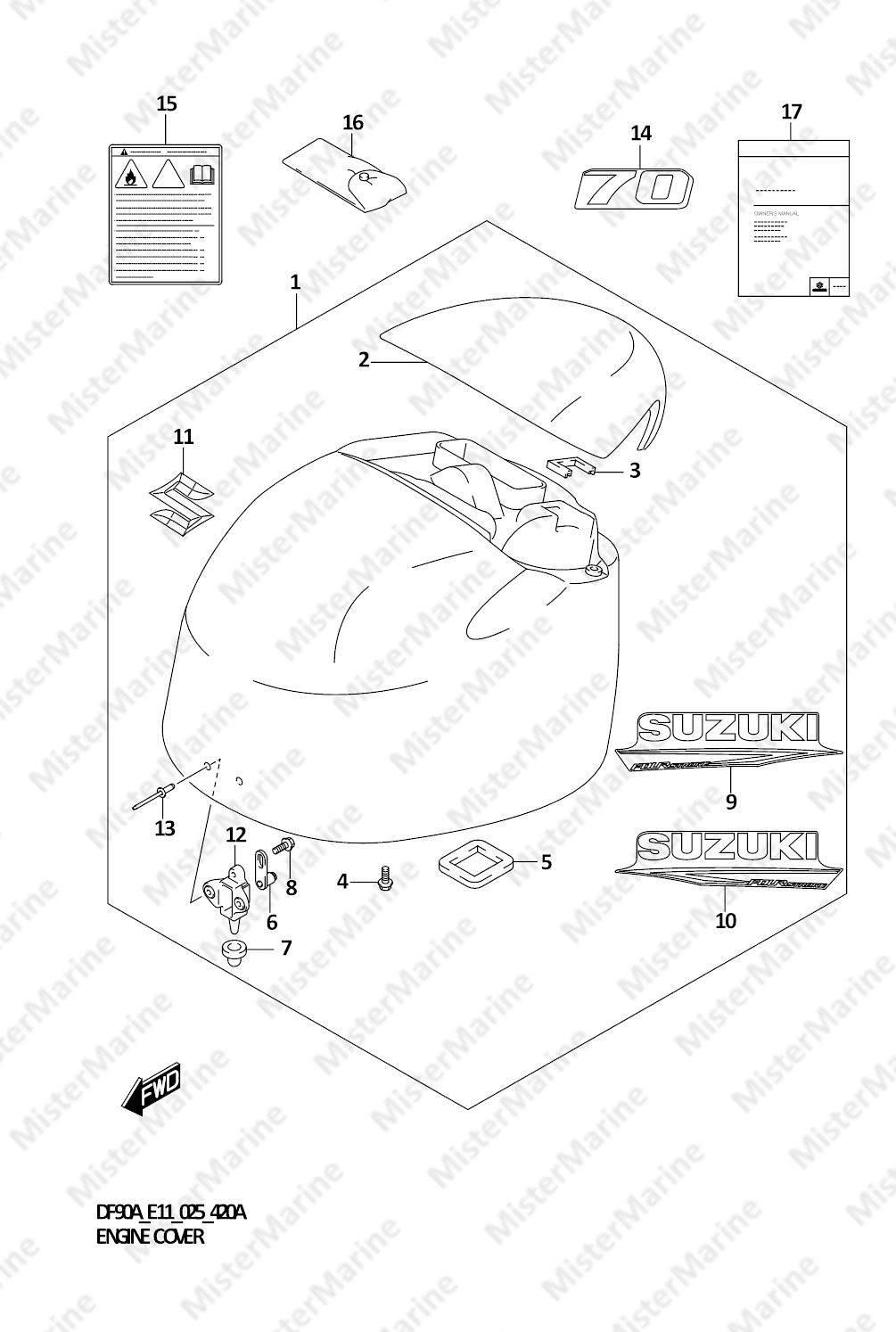 FIG.420A (1-H-8) ENGINE COVER (DF70A,DF70ATH)