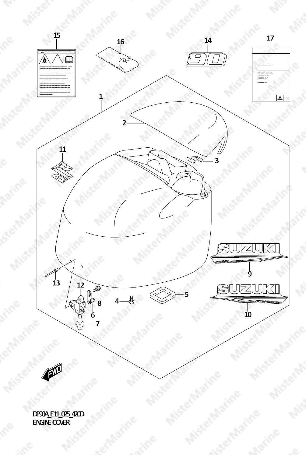 FIG.420D (1-H-11) ENGINE COVER (DF90A,DF90ATH)