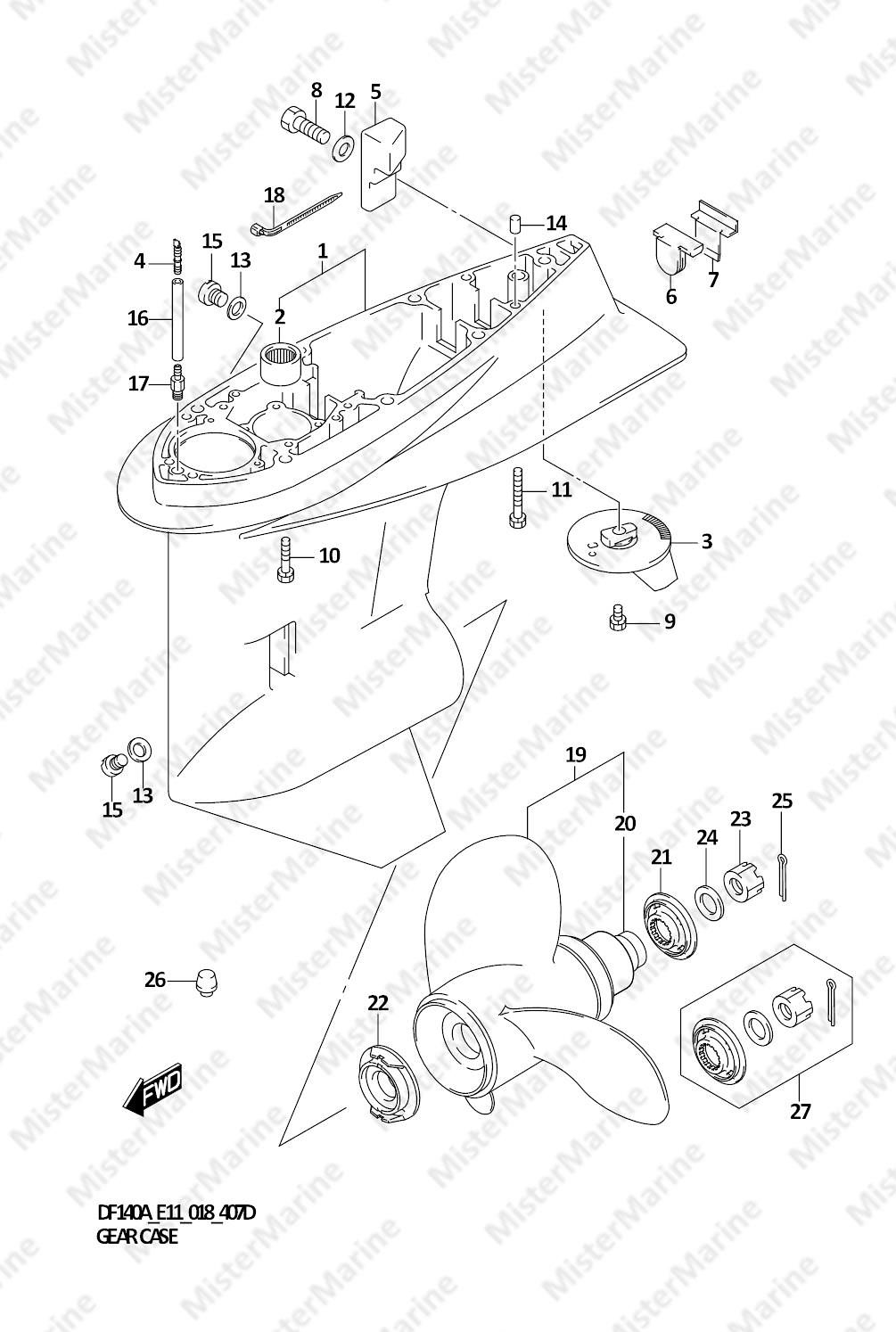 FIG.407D (1-H-6) GEAR CASE (SINISTRO)