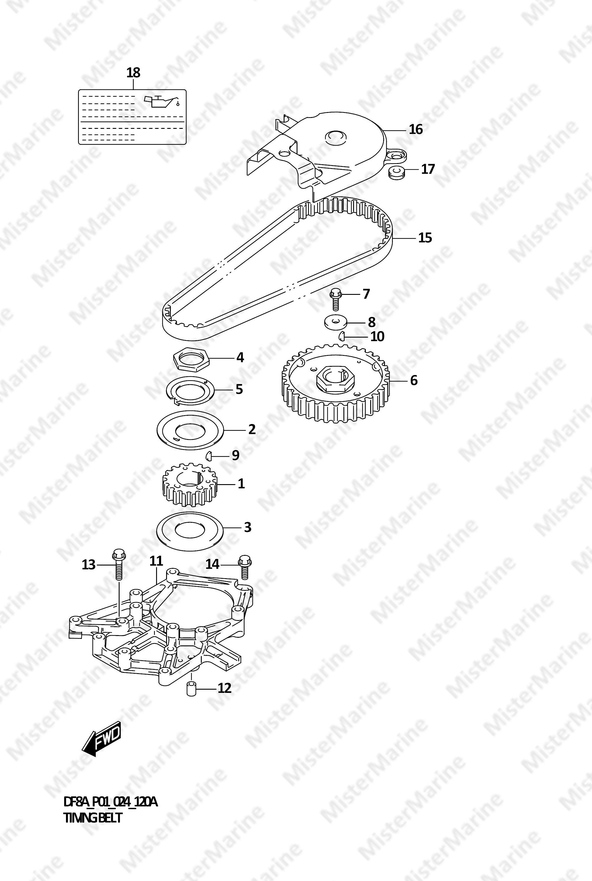 FIG.120A (1-B-5) TIMING BELT (DF8A,DF9.9A)