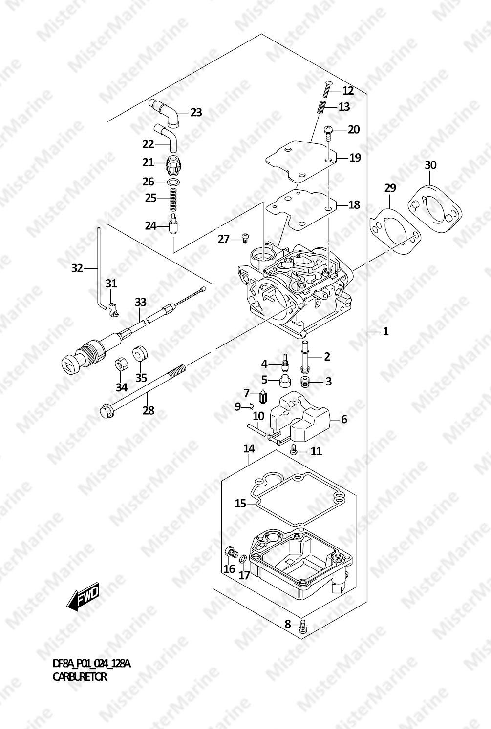 FIG.128A (1-B-11) CARBURETOR (DF8A)
