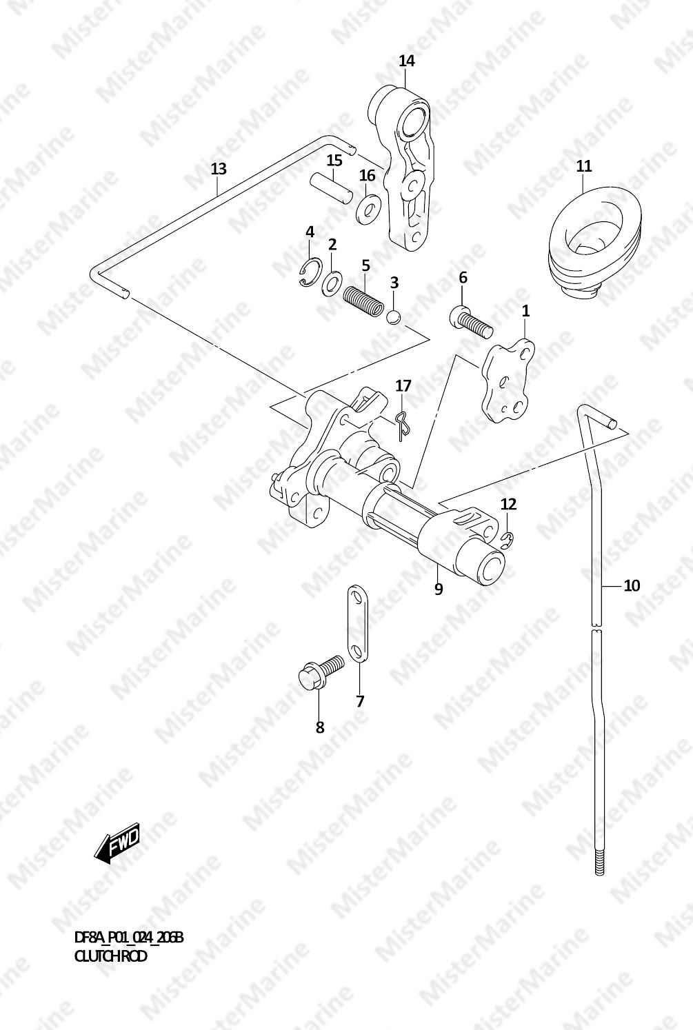 FIG.206B (1-C-10) CLUTCH ROD (DF8AR)