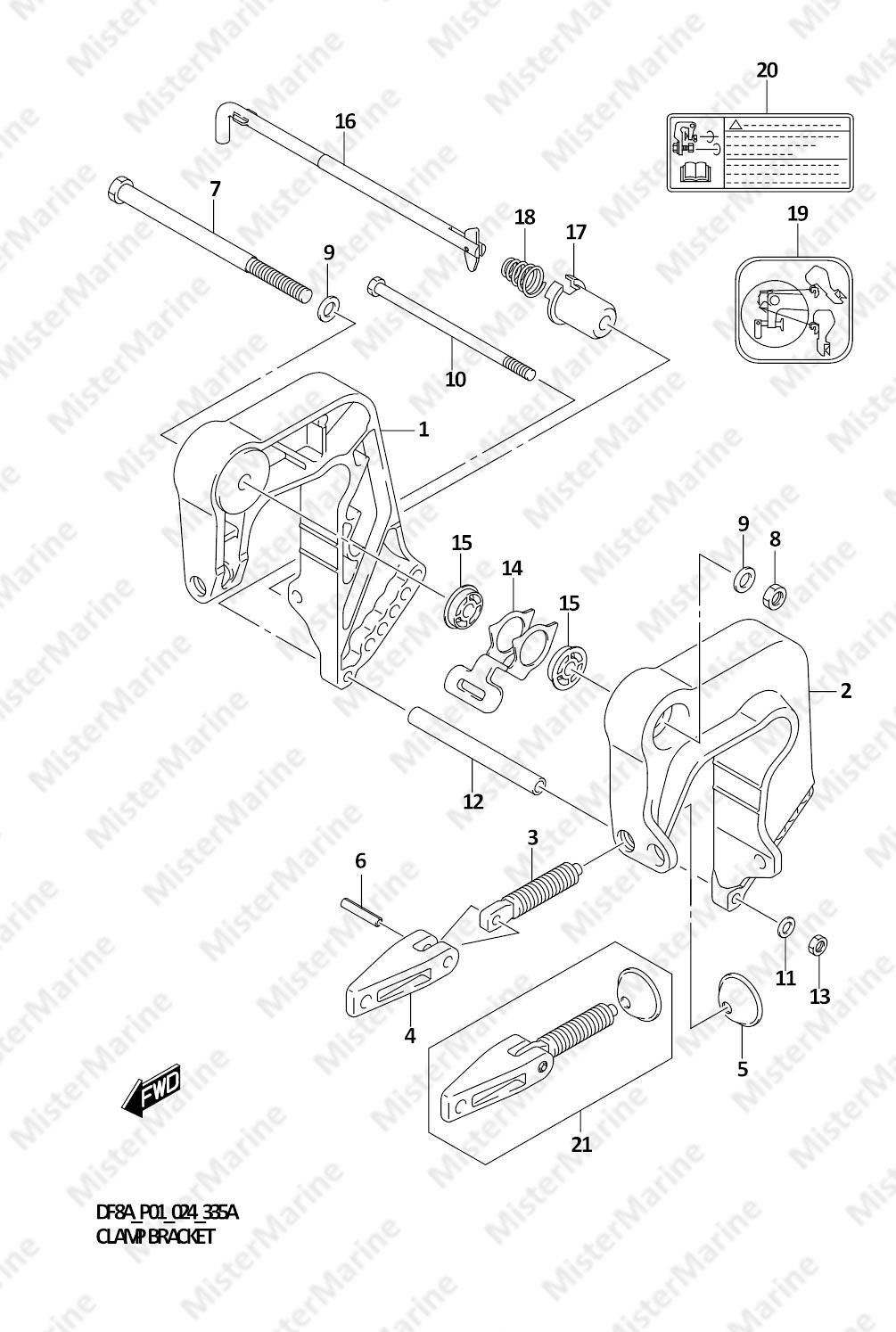 FIG.335A (1-D-10) CLAMP BRACKET (DF8A,DF9.9A)