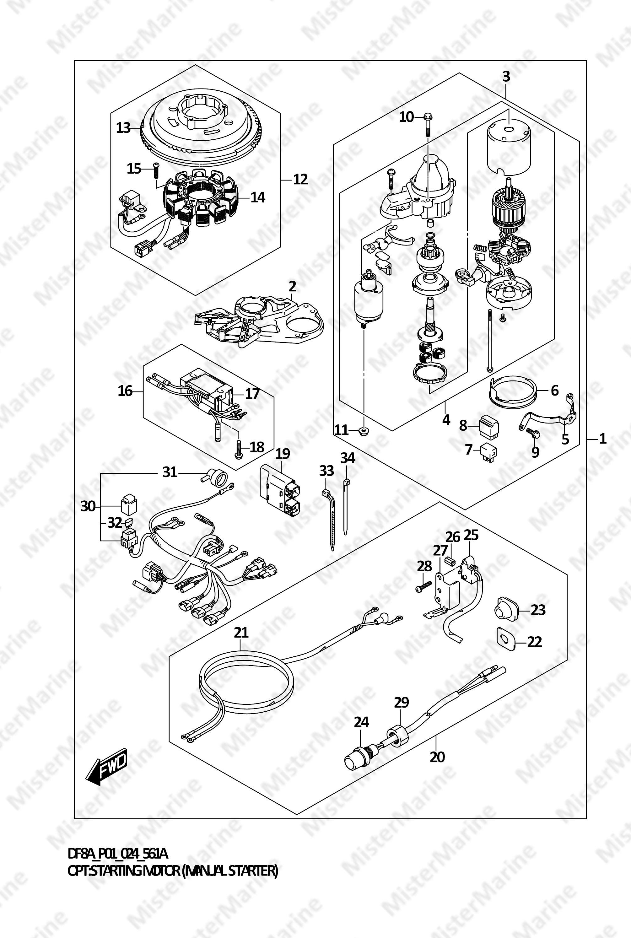 FIG.561A (1-F-14) OPT:STARTING MOTOR (MANUAL STARTER) (SEE NOTE)